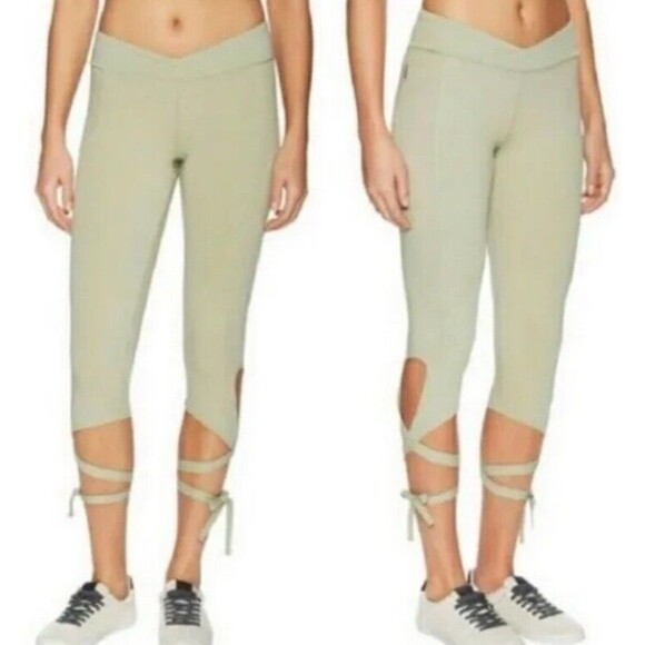 Free People Movement Turnout Boho Wrap Leggings Women's Size Small Sage Green - Picture 3 of 8